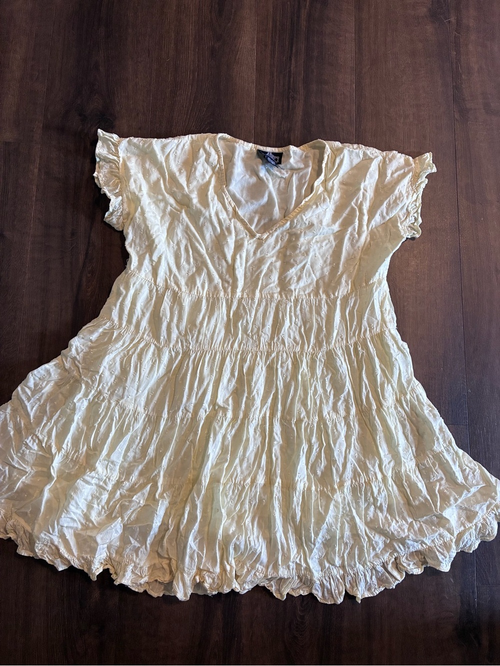Angie Y2K Ivory Babydoll Tunic Mini Dress Large